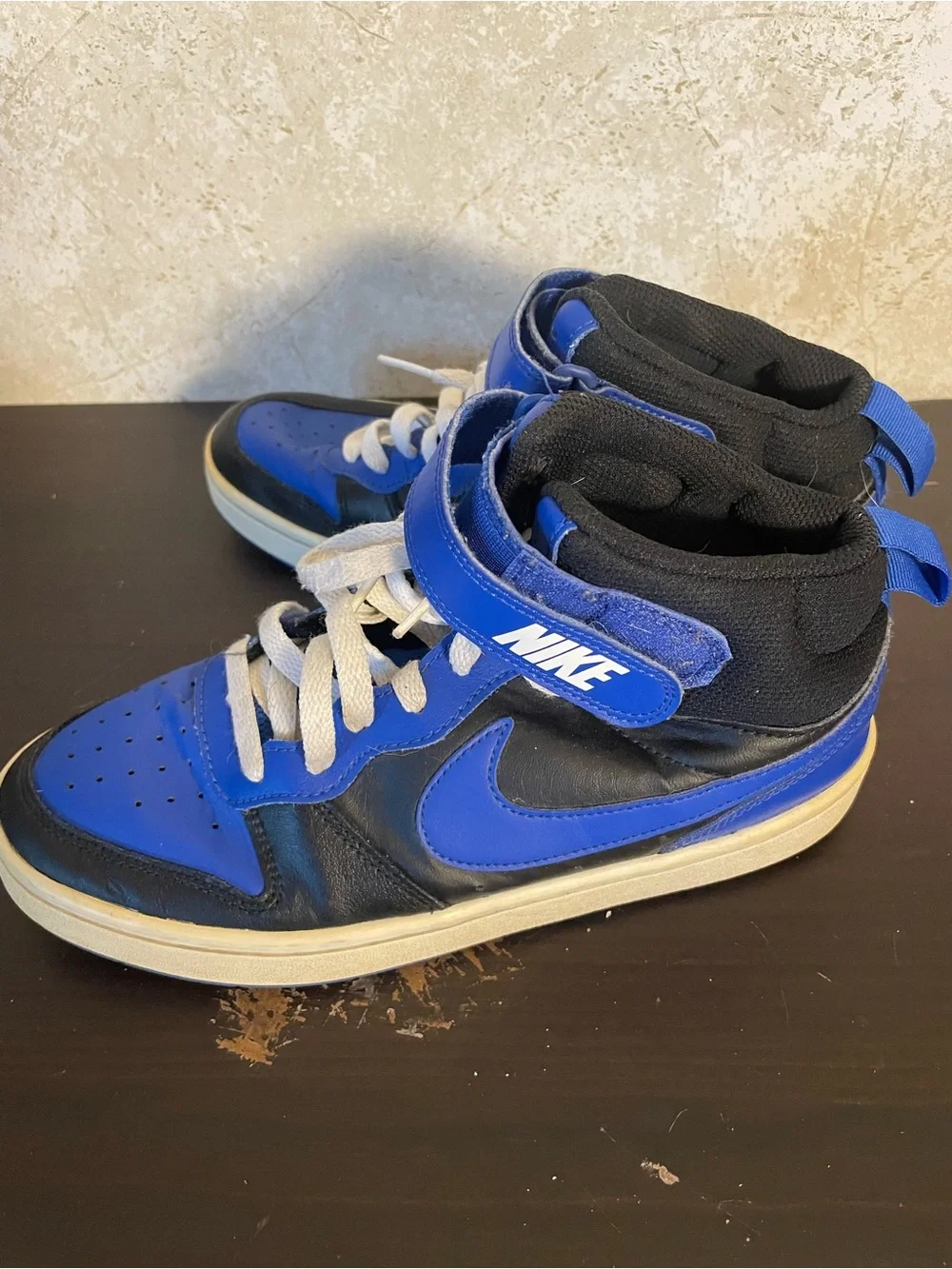 Nike Kids Court Borough Mid 2 GS High Top Sneakers Royal Blue & Black
